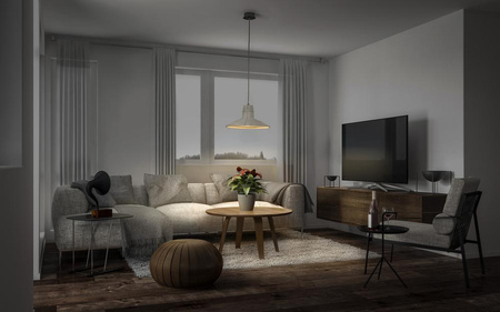 Dekorativní stropní závěsné svítidlo E27 s převisem šedá betonová dekorace Ledvance