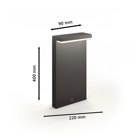 BUSTAN 3,8W 2700K teplá IP44 Antracitová zahradní lampa PHILIPS LED Pillar