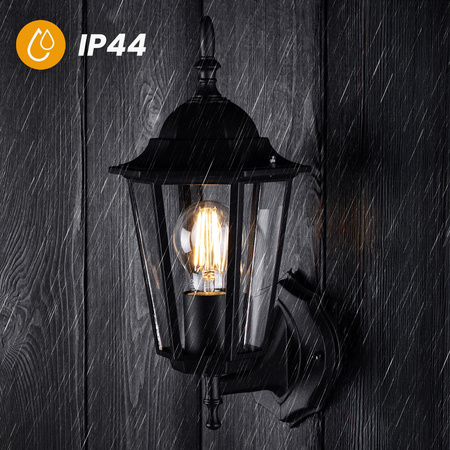 Zahradní nástěnná lampa lucerna E27, Černá BELLIS LUMILED