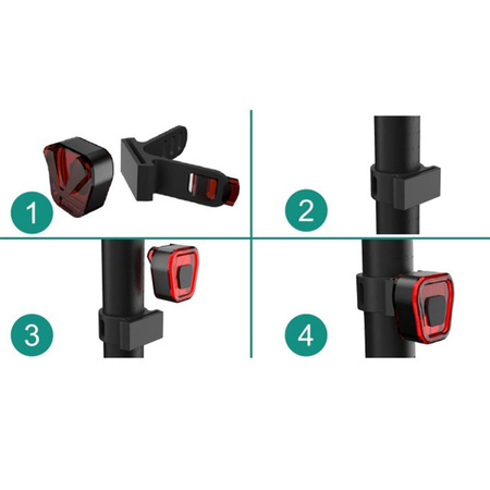 Zadní světlo na kolo LED zadní světlo USB červené s dobíjecí baterií 5 světelných režimů VAYOX