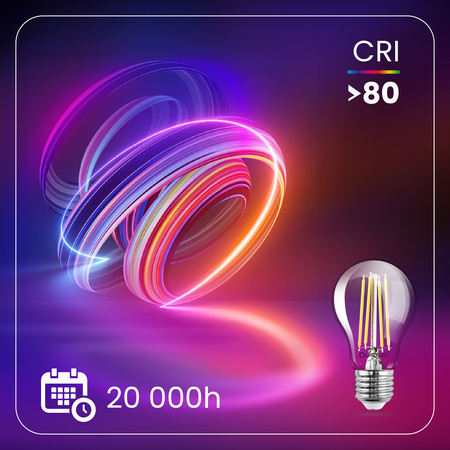 6x LED žárovka E27 A60 7W = 60W 806lm 3000K Warm 360° FILAMENT LUMILED