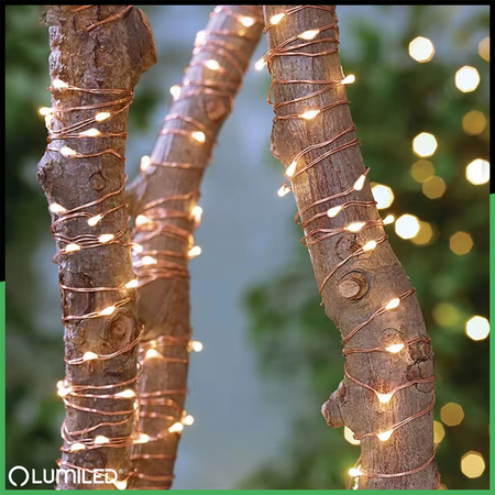 Solární Zahradní Světelný Řetěz 100x LED Dekorační Dráty 12m 2700K Teplá + DÁLKOVÉ OVLÁDÁNÍ FILO LUMILED