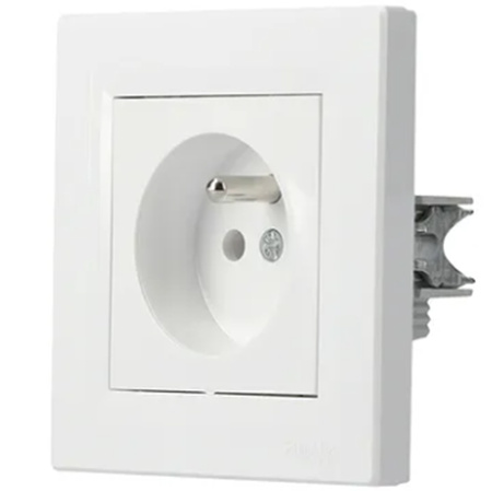 Jednoduchá zásuvka 2P+PE s rámem. Asfora pod omítku IP20