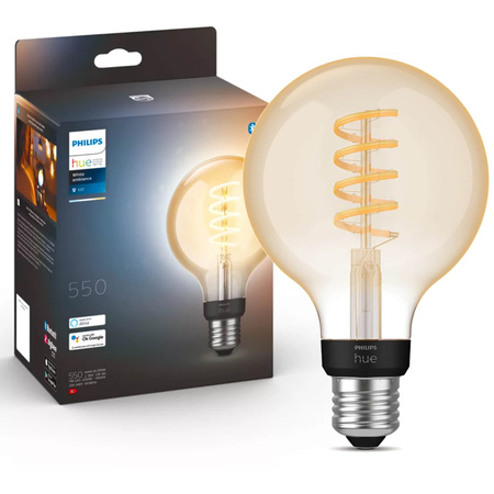 LED Globe E27 G95 7W CCT PHILIPS HUE White & Ambiance Filament Bluetooth Zigbee žárovka