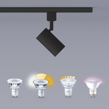 Sada závěsné lišty 1m + 3x LED GU10 jednofázový reflektor na lištu černý EasyLink Zilo Philips