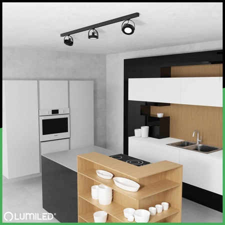 Osvětlovací lišta 1.5m + 3x reflektor lištový, GU10 AR111 Černá VICTUS LUMILED