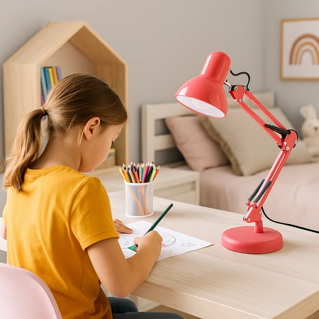 Stolní lampa E27, Červená + držák na stůl TOBI LUMILED