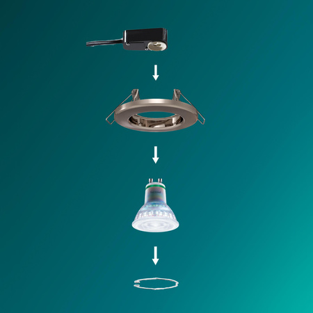 5x LED svítidlo GU10 pro zapuštěnou montáž Pevné hliníkové kulaté niklové Peridot Philips