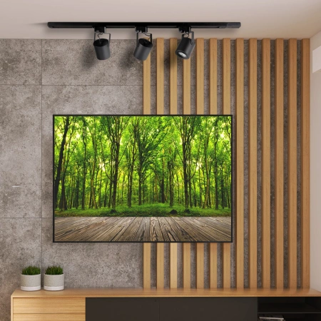 Sada přípojnic 1-fázová lišta + 3x reflektor GU10 černý MINOR Sanico Goldlux