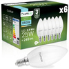 6x Žárovka LED Svíčka B35, E14 2.5W = 25W 249lm 6500K Studená bílá 180° LUMILED