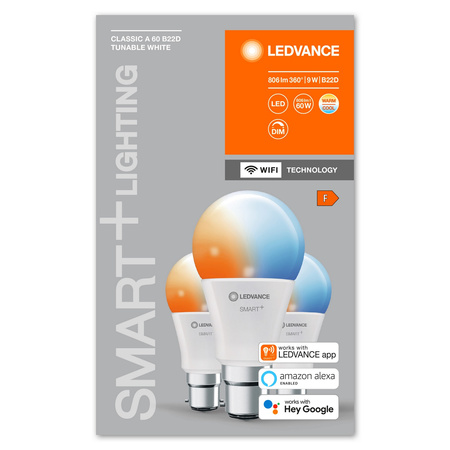 3x LED žárovka B22d A60 9W 806lm 215° SMART+ WiFi CCT Stmívatelné Classic LEDVANCE