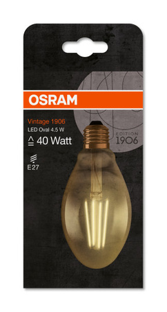 LED žárovka E27 OVAL 4,5W = 40W 470lm 2500K Warm 360° OSRAM Vintage 1906