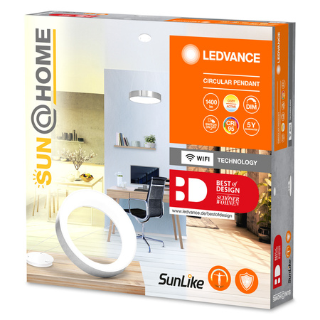 Stropní závěsné svítidlo LED 18,5 W 500 lm CCT stmívatelné stříbrné SMART+ WiFi Sun@Home Ledvance