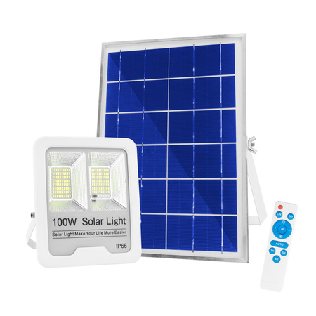 Reflektor LED 100W + solární panel Studená bílá barva IP66 + dálkové ovládání