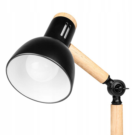 Stolní stolní lampa Nastavitelná E27 Školní noční spínač Zapnout/Vypnout Černá hnědá Woody Masterled