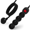 Síťový prodlužovací kabel s uzemněním 4 zásuvky 3m vypínač černý Lendo Lumiled Cord
