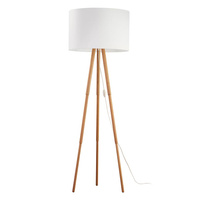TOKYO LINEN Stojací stojací lampa béžová a dřevo buk skandinávská E27 5284 TK Lighting