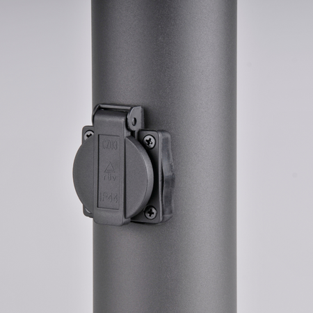 Zahradní LED sloupek E27 TUBA Graphite 44cm + zásuvka 230V IP44 DALLAS Goldlux