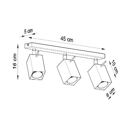 Svítidlo pro povrchovou montáž MERIDA 3 3xGU10 Reflektor halogenový pohyblivý minimalistický černý SOLLUX