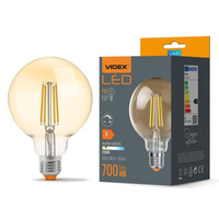 LED žárovka E27 G95 7W = 53W 700lm 2200K Teplá bílá jantarové vlákno Stmívatelné 360° VIDEX