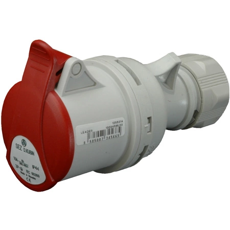 Přenosná napájecí zásuvka 16A 400V 5P IP44 Hermetická s krytem a rukojetí