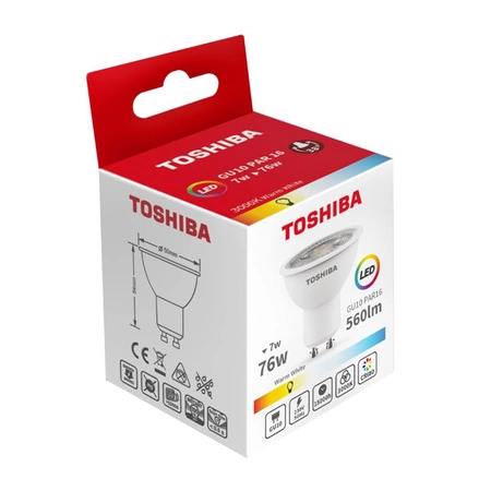 GU10 LED žárovka 7W = 76W 560lm 3000K Teplý reflektor TOSHIBA