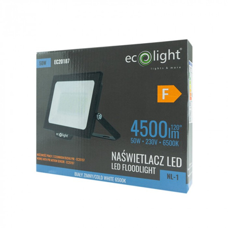 LED reflektor 50W 4500lm 6500K studený IP65 NL-1 Ecolight