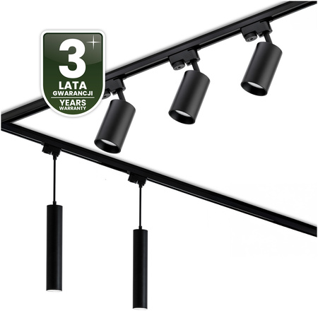 Sada osvětlovacích lišt 3m + 5x GU10 Busbar Spotlight + úhlový spínač černá LUMILED