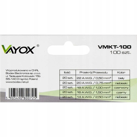 Kabelové koncovky. izolované konektory VMKT-100 VAYOX