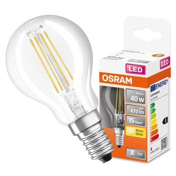 LED žárovka E14 P45 CL 4W = 40W 470lm 2700K Teplá bílá 300° vlákno OSRAM STAR
