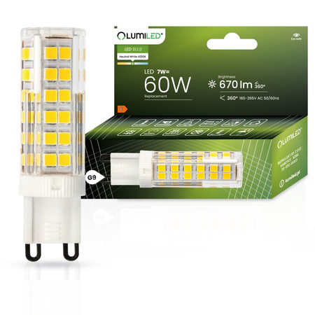Žárovka LED G9, KAPSLE 7W = 60W 670lm 4000K neutrální bílá 360° LUMILED