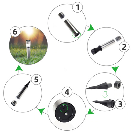 LED solární zahradní lampa. zapuštěná TUBA. nerezová ocel