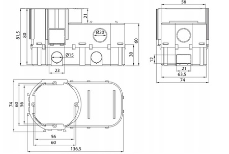 Instalační krabice pod omítku s hlubokou kapsou pro elektroniku PAWBOL
