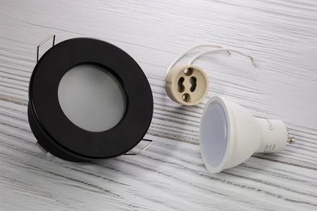 Halogenové Hermetické Koupelnové svítidlo IP44, Černá AQUS + LED GU10 3W 4000K LUMILED