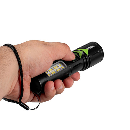 Dobíjecí LED taktická svítilna 5W 260lm Ruční napájení + SMD VA0184 VAYOX