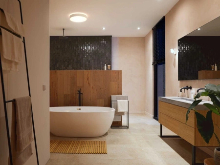 LED Plafond DEVERE Koupelnové stropní svítidlo bílé 33,5W 42,5cm IP44 CCT PHILIPS HUE Bluetooth + stmívač