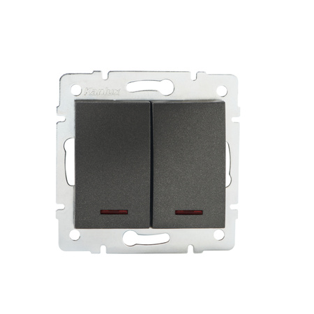 Vypínač dvojitý osvětlený 10A Square Graphite LOGI Kanlux