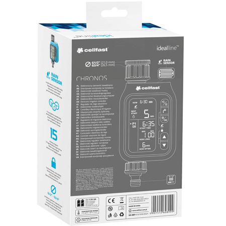 Elektronický časovač Digitální programátor zavlažování zahrady Chronos IDEAL CELLFAST