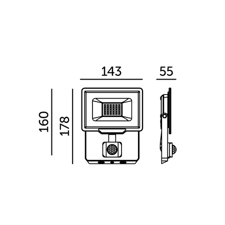 Venkovní zahradní LED reflektor 30W 2550lm 4000K Neutrální 120° se senzorem pohybu a soumraku IP65 Černá MHC Kobi