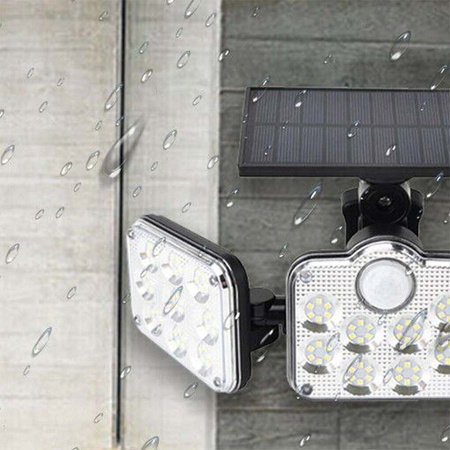 Solární Reflektor 138x LED 10W 480lm Studená bílá IP65 pohybový senzor + dálkové ovládání