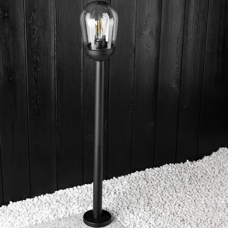 Venkovní zahradní lampa E27, LED sloupek 100cm Černá OVALIS LUMILED