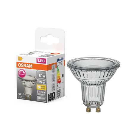 LED žárovka PAR16 reflektor GU10 6,1W = 80W 575lm 4000K neutrální bílá CRI90 36° Stmívatelná SUPERSTAR PLUS CLASSIC Osram