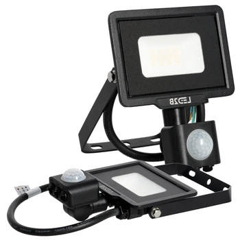 Venkovní LED reflektor 10W 800lm 4000lm Neutrální 120° se senzorem pohybu a soumraku IP65 černý MHC Kobi