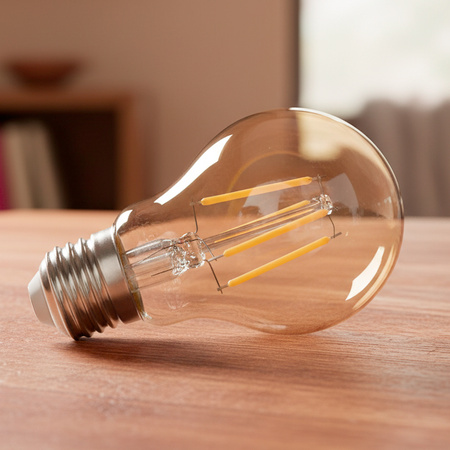 6x LED žárovka E27 A60 6W 660LM = 50W 2000K teplá bílá 360° Filament Amber LUMILED