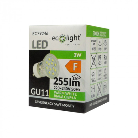 LED reflektorová žárovka GU11 GU10 3W 270lm 3000K Warm Ecolight