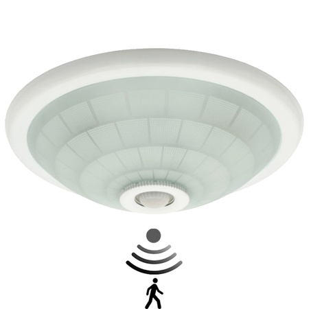Plafond LED pro povrchovou montáž E27 kulatý bílý PIR senzor FOGLER KANLUX
