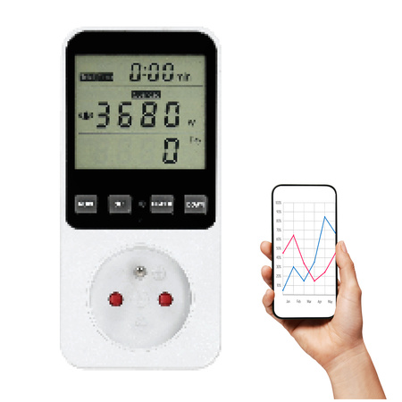 Měřič spotřeby energie KOBI PMM3 s měřením spotřeby energie a nákladů Bílý