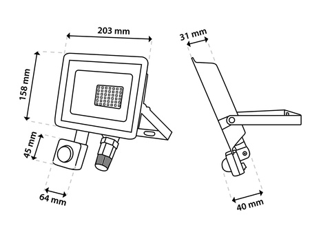 LED Reflektor snímač pohybu 50W, 5500lm 4000K IP65 Černá ZUME ALS LUMILED