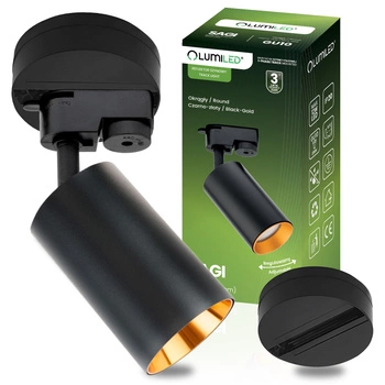 LUMILED HUMA RAIL KIT BLACK + SAGI RAIL SPOTLIGHT BLACK AND GOLD