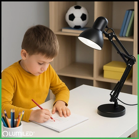 Stolní lampa E27, Černá + držák na stůl TOBI LUMILED